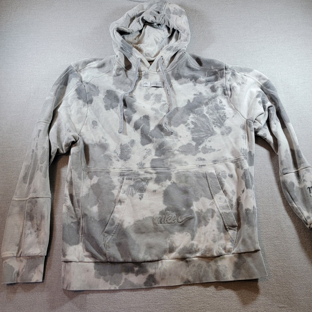 Nike Hoodie Mens Large Grey Excellent Tie Dye Sportswear Pullover Logo